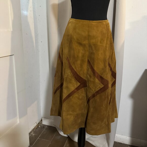 Retro Boho Suede Skirt - Vintage